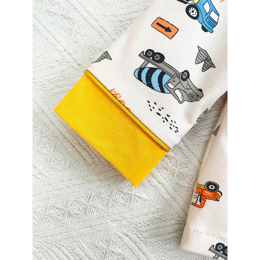 Yellow Dumper Truck soft Cotton Kids Nightsuit