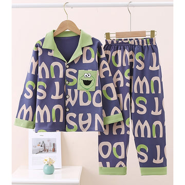 Green Monster print soft Cotton Kids Nightsuit