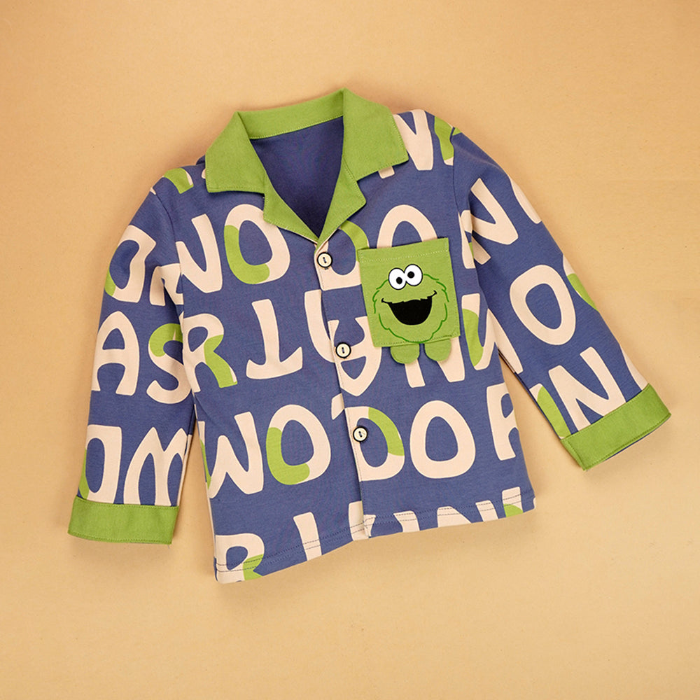 Green Monster print soft Cotton Kids Nightsuit
