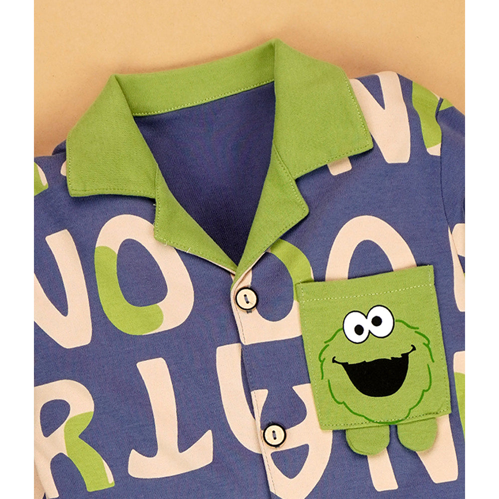 Green Monster print soft Cotton Kids Nightsuit