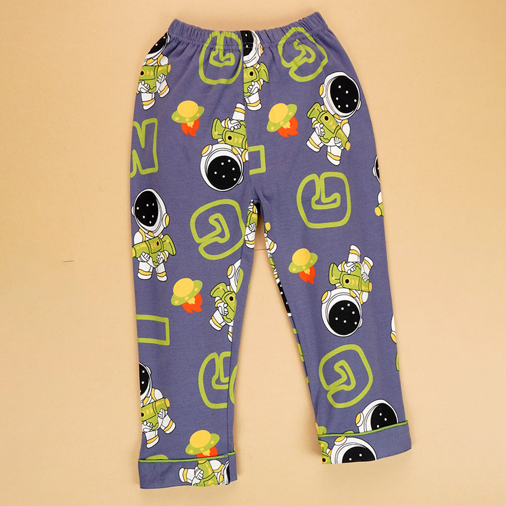 Grey & Green Astro  soft Cotton Kids Nightsuit