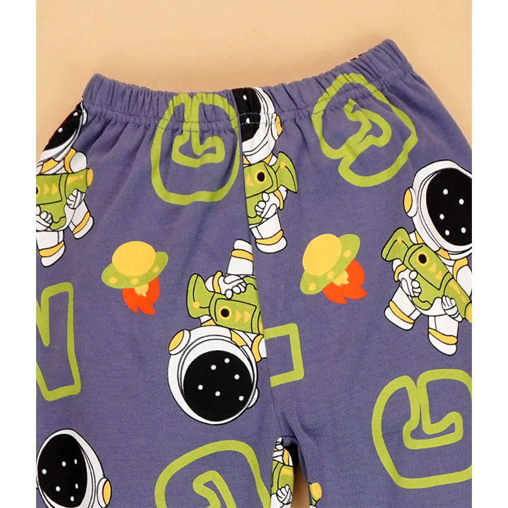 Grey & Green Astro  soft Cotton Kids Nightsuit