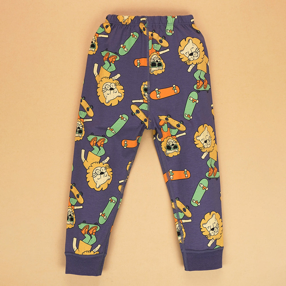 Surfing Lion soft Cotton Joggers Nightsuit set for Kids
