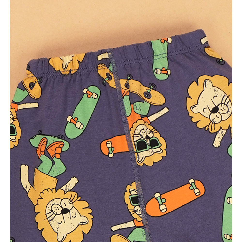 Surfing Lion soft Cotton Joggers Nightsuit set for Kids