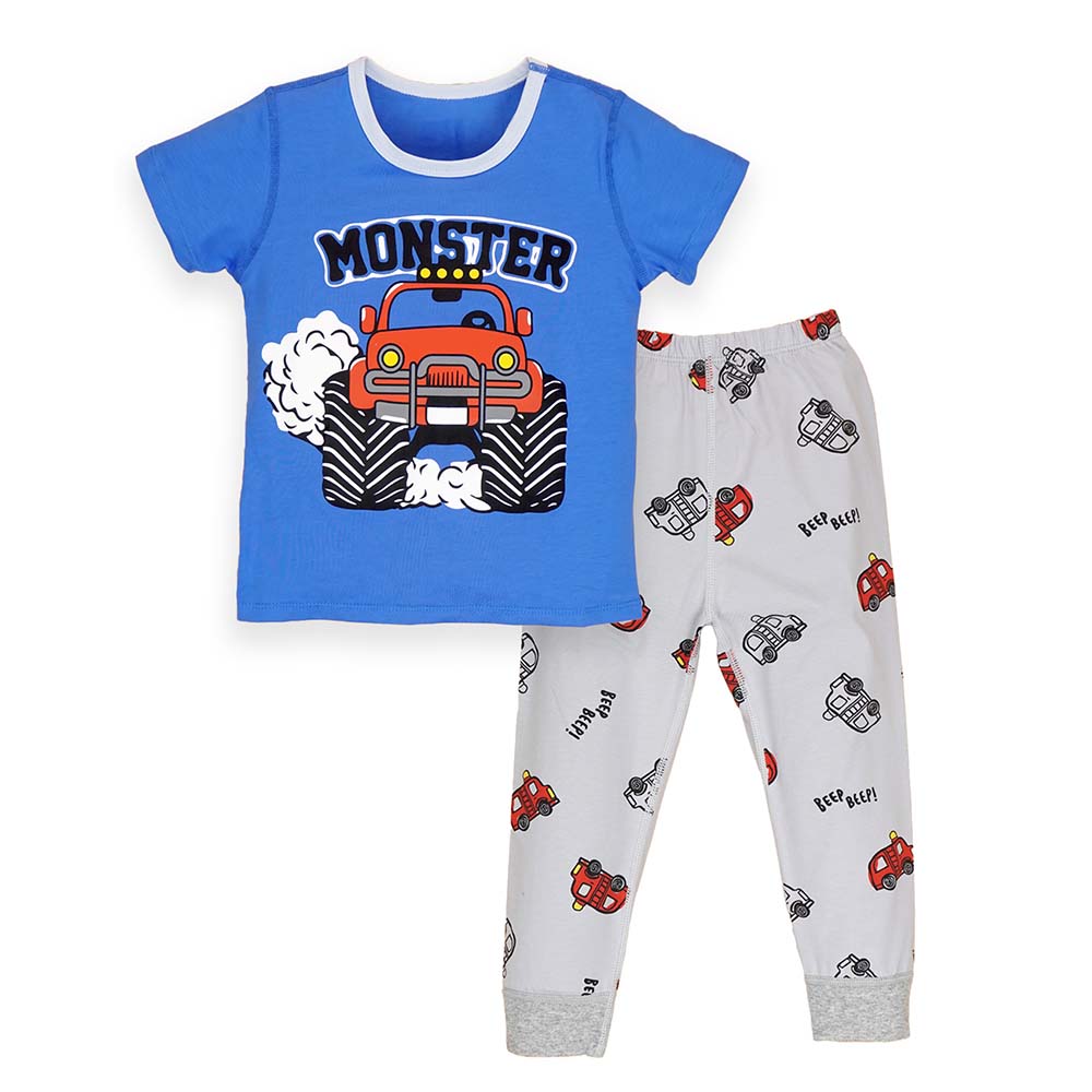 Monster Truck soft Cotton Joggers Nightsuit set for Kids