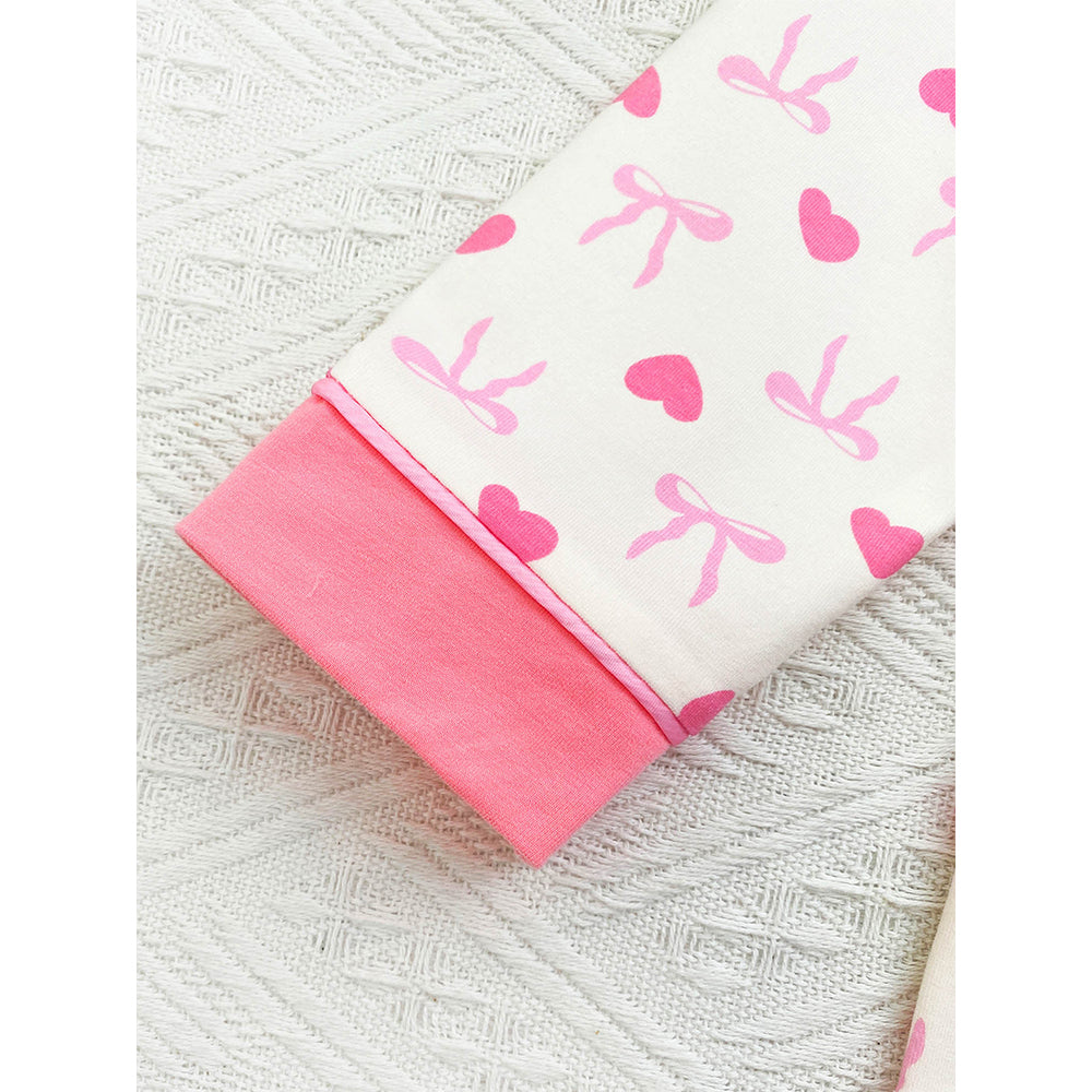 Pink Bow Cherry soft Cotton Kids Nightsuit