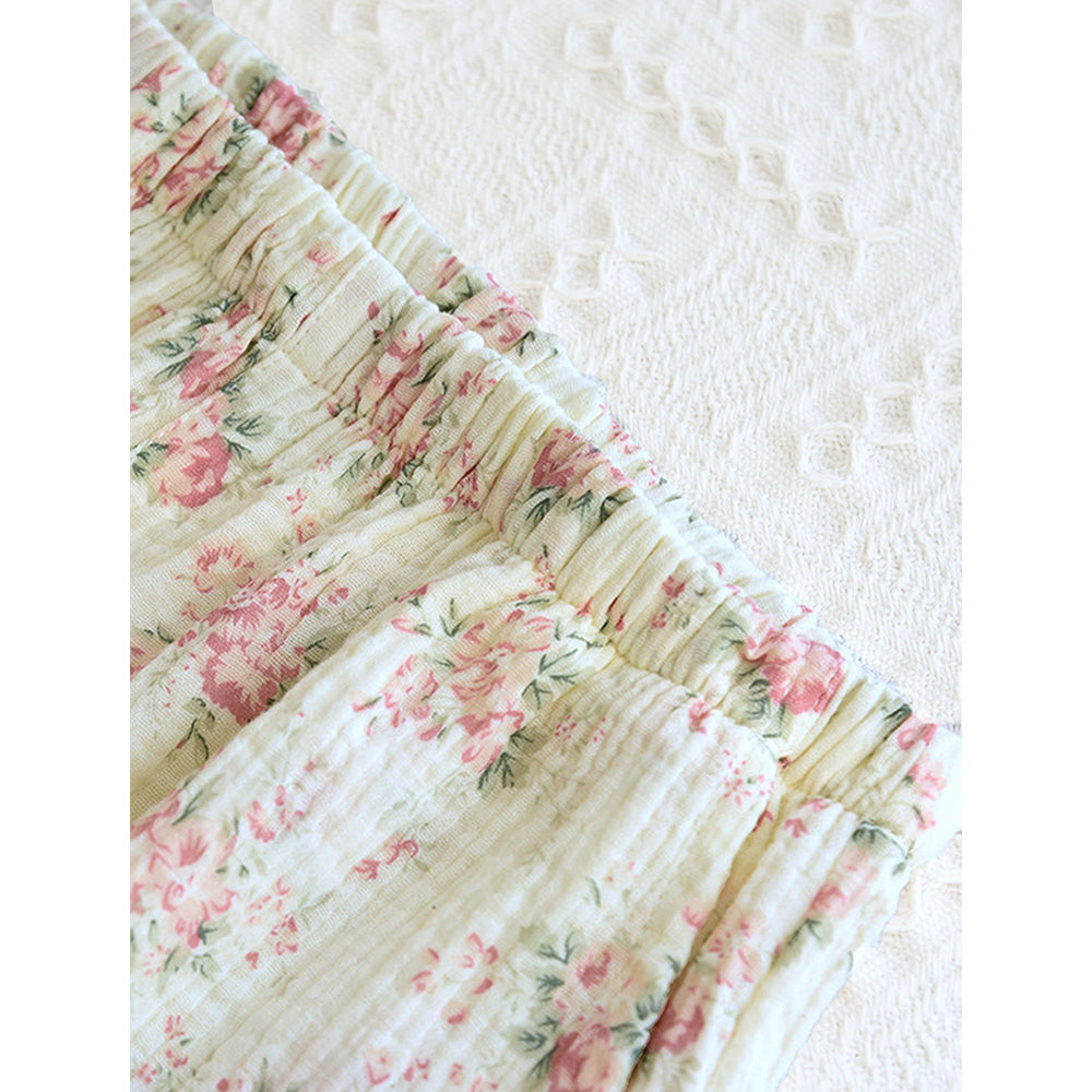 Pink Florals ,Organic Crushed soft Muslin Cotton Kids Nightsuit