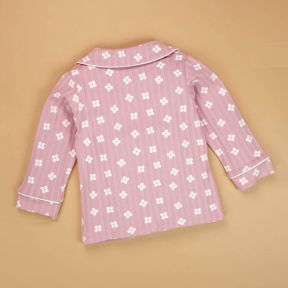 Pink Flowers print soft Cotton Kids Nightsuit