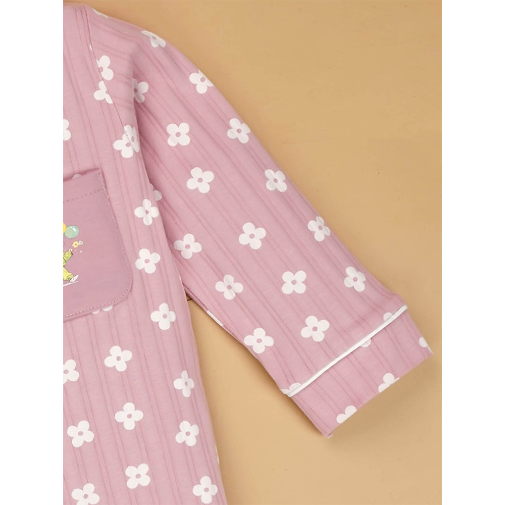 Pink Flowers print soft Cotton Kids Nightsuit