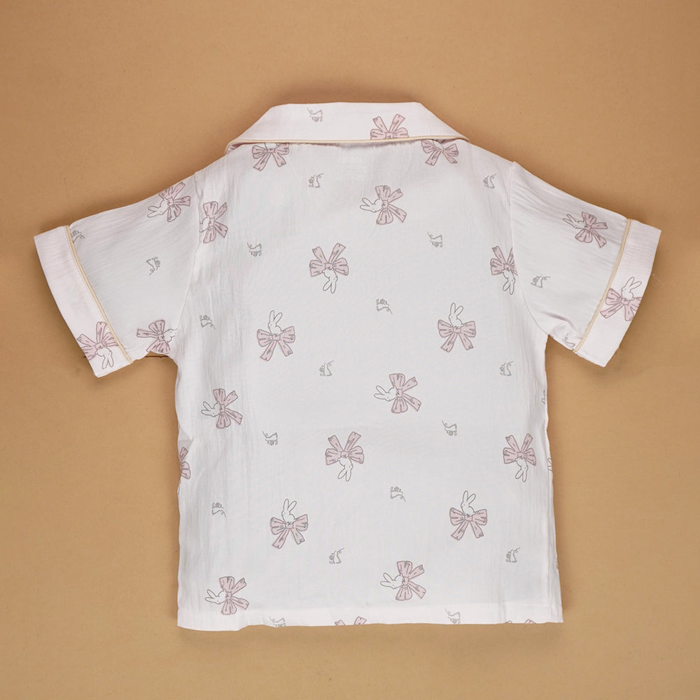 Pink Rabbit Bow Kids Nightsuit