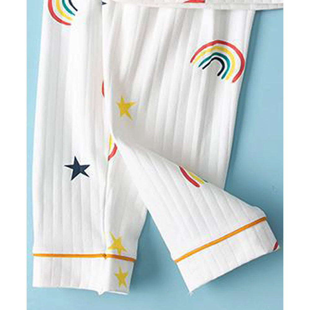 White Rainbow & Stars print soft cotton Kids nightsuit