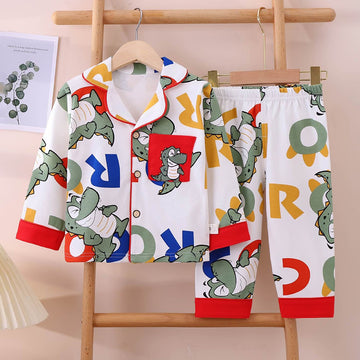 Red Fat Dino print soft Cotton Kids Nightsuit