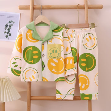 Smilie print  soft Cotton Kids Nightsuit