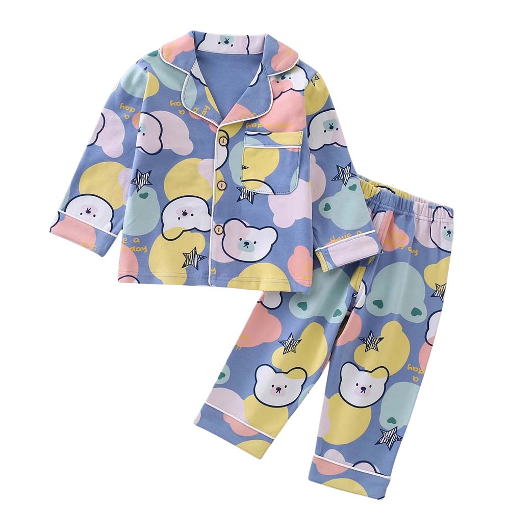 Starry Bear Outline print soft Cotton Kids Nightsuit