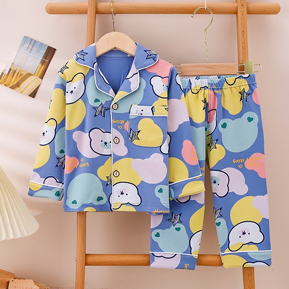 Starry Bear Outline print soft Cotton Kids Nightsuit