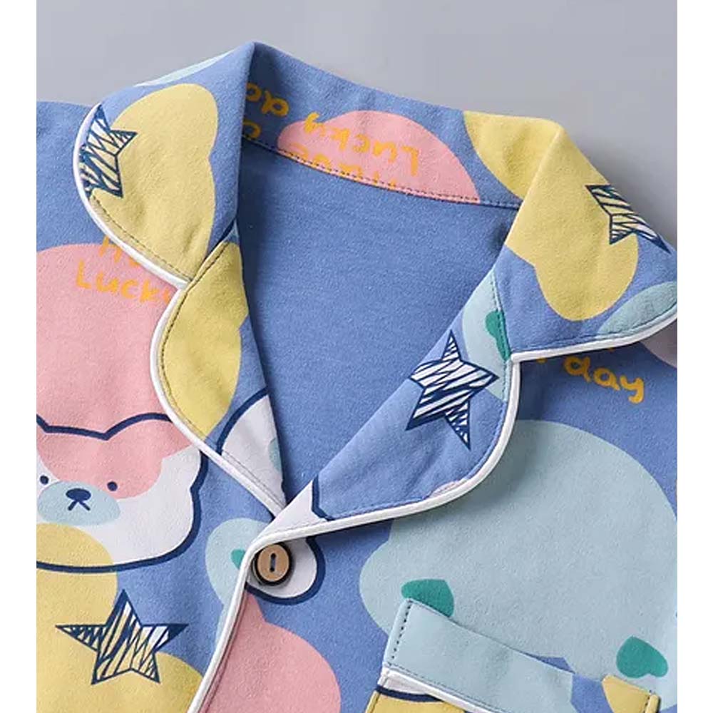 Starry Bear Outline print soft Cotton Kids Nightsuit
