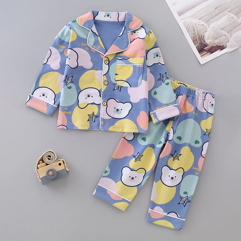 Starry Bear Outline print soft Cotton Kids Nightsuit