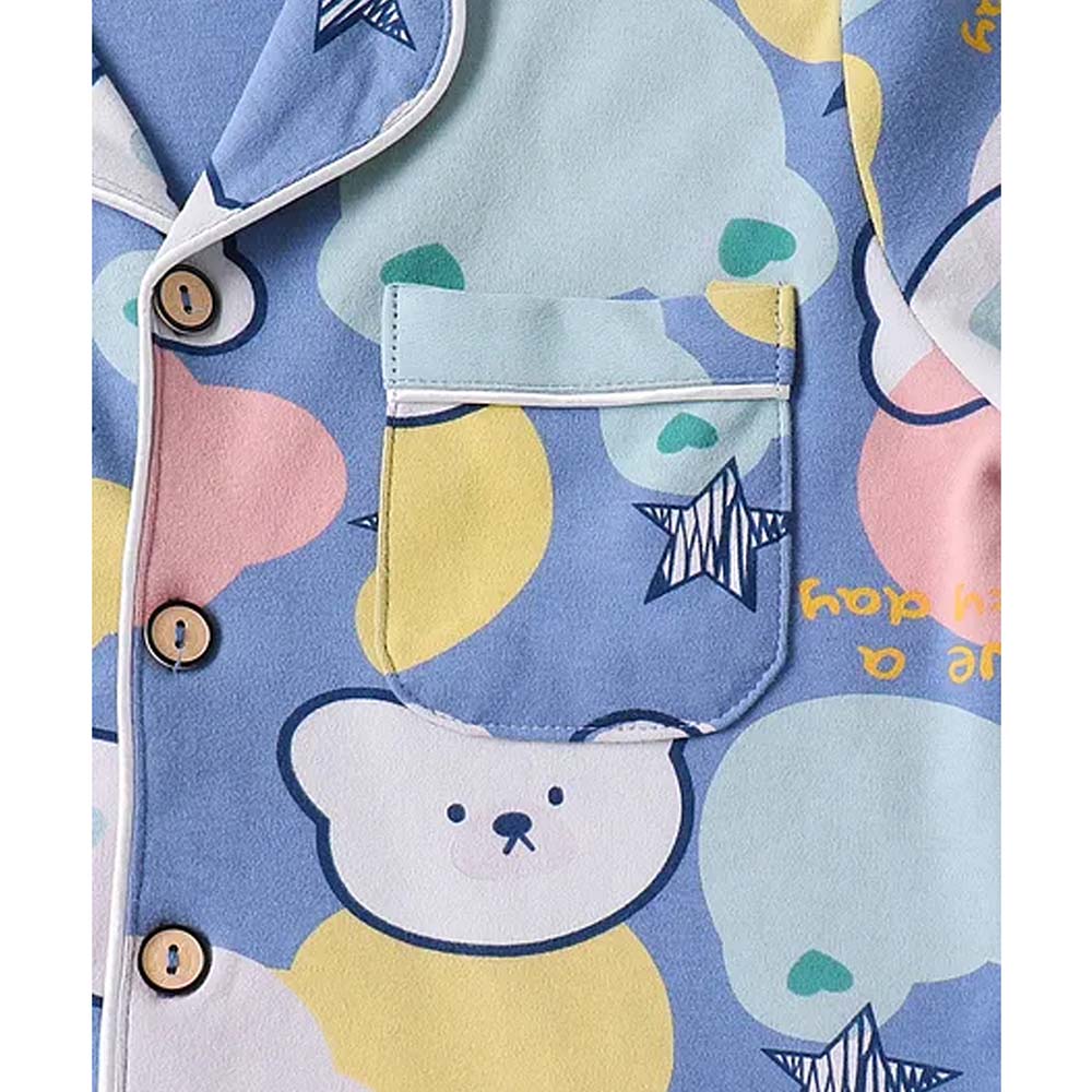 Starry Bear Outline print soft Cotton Kids Nightsuit