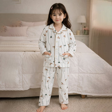 Doggy & Xmas Tree,Soft Fleece Winter Nightsuit for Kids