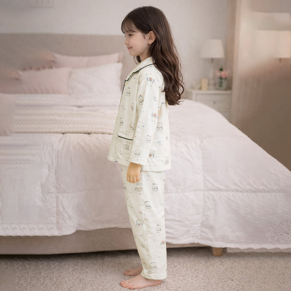 Kittens holding Heart Soft Winter Nightsuit for kids