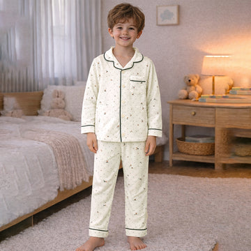 Polka & Small Flowers ,Soft Fleece Winter Nightsuit Set for kids