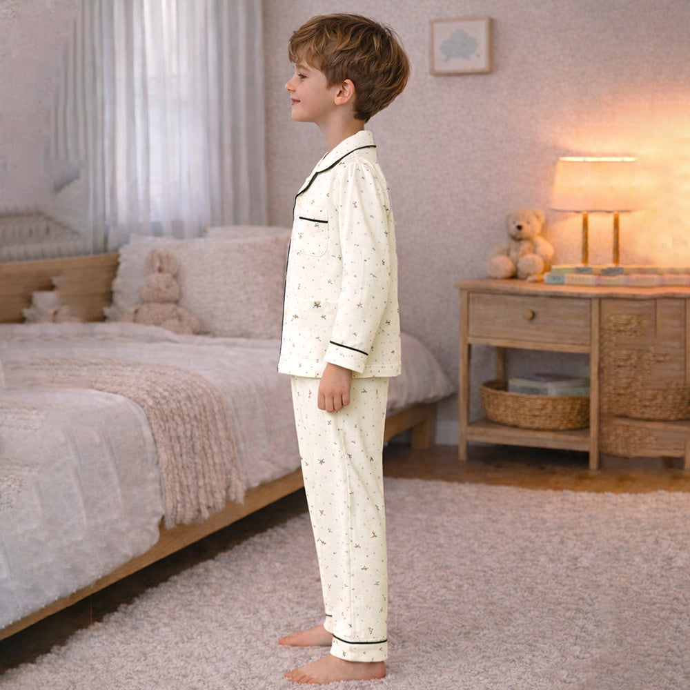 Polka & Small Flowers ,Soft Fleece Winter Nightsuit Set for kids