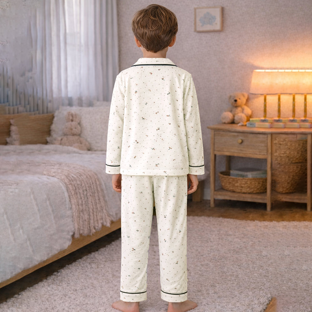 Polka & Small Flowers ,Soft Fleece Winter Nightsuit Set for kids