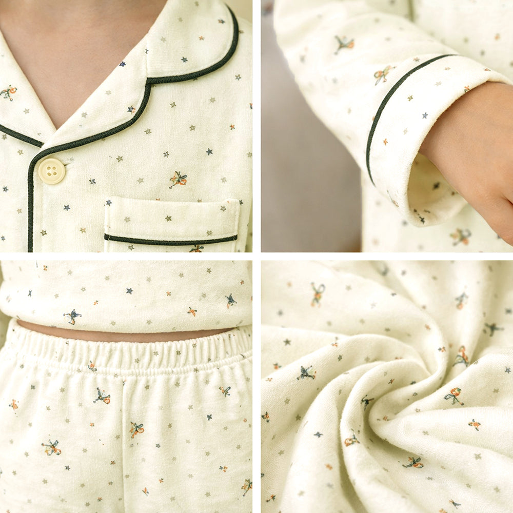 Polka & Small Flowers ,Soft Fleece Winter Nightsuit Set for kids
