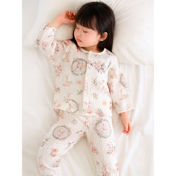 Woodland Bunny, Organic Crushed soft Muslin Cotton Kids Nightsuit