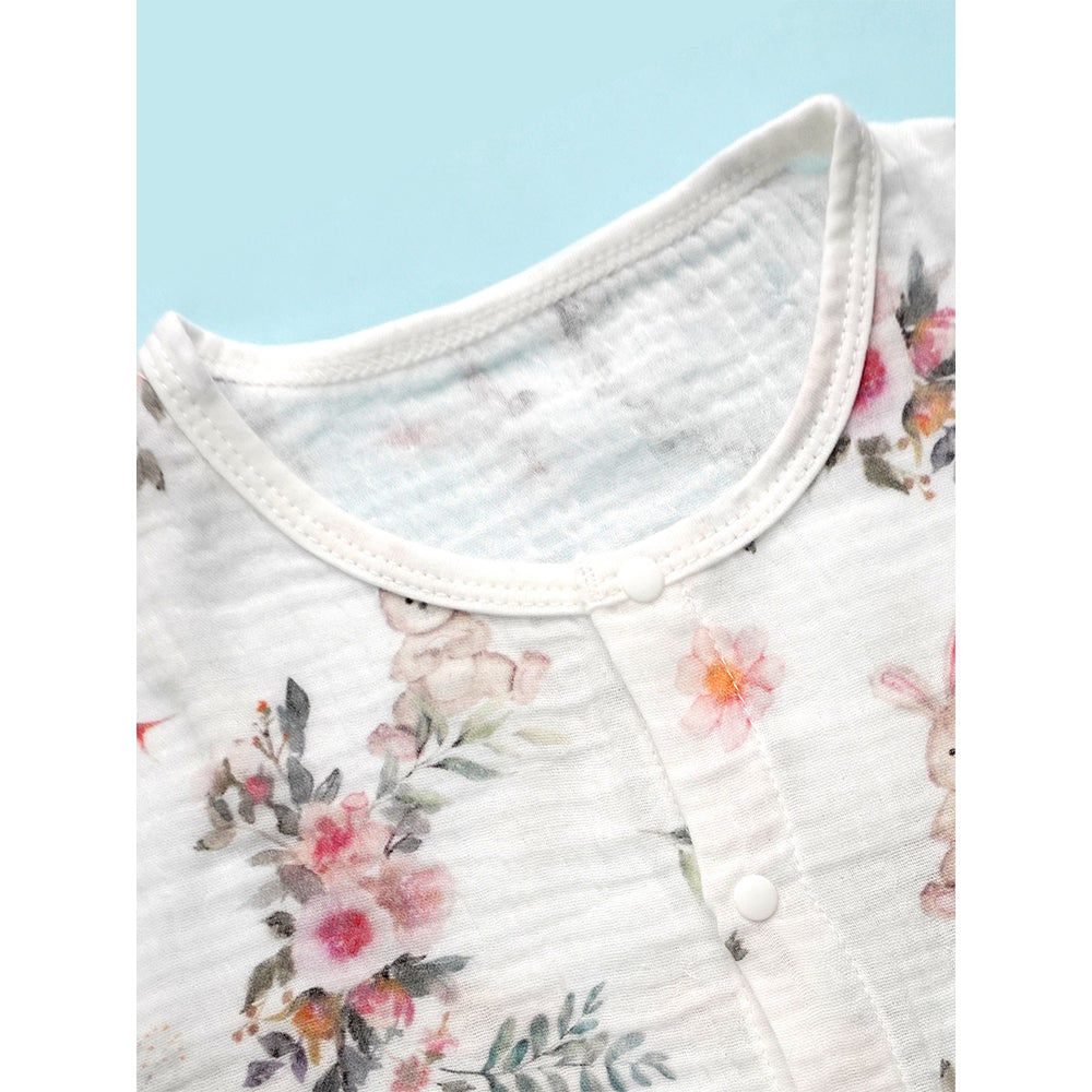 Woodland Bunny, Organic Crushed soft Muslin Cotton Kids Nightsuit