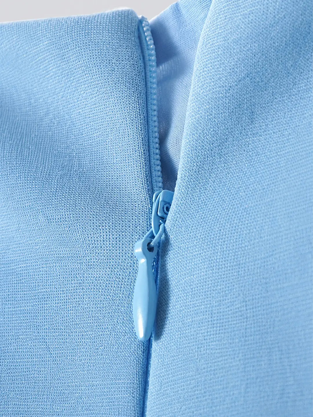 Light Blue Pearl Embellished Soft Ruffle Scuba Party Dress for Girls