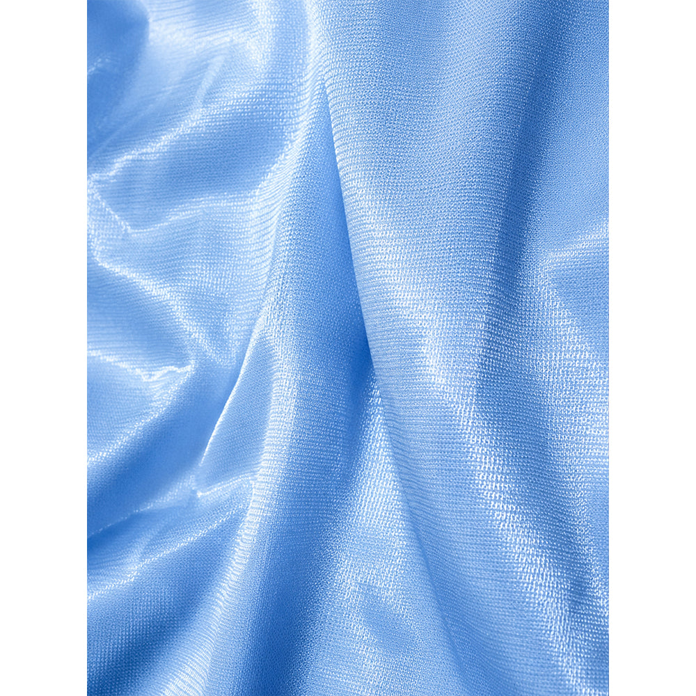 Blue Satin oversized 3D Floral with Flutter Sleeves Party Dress for Girls