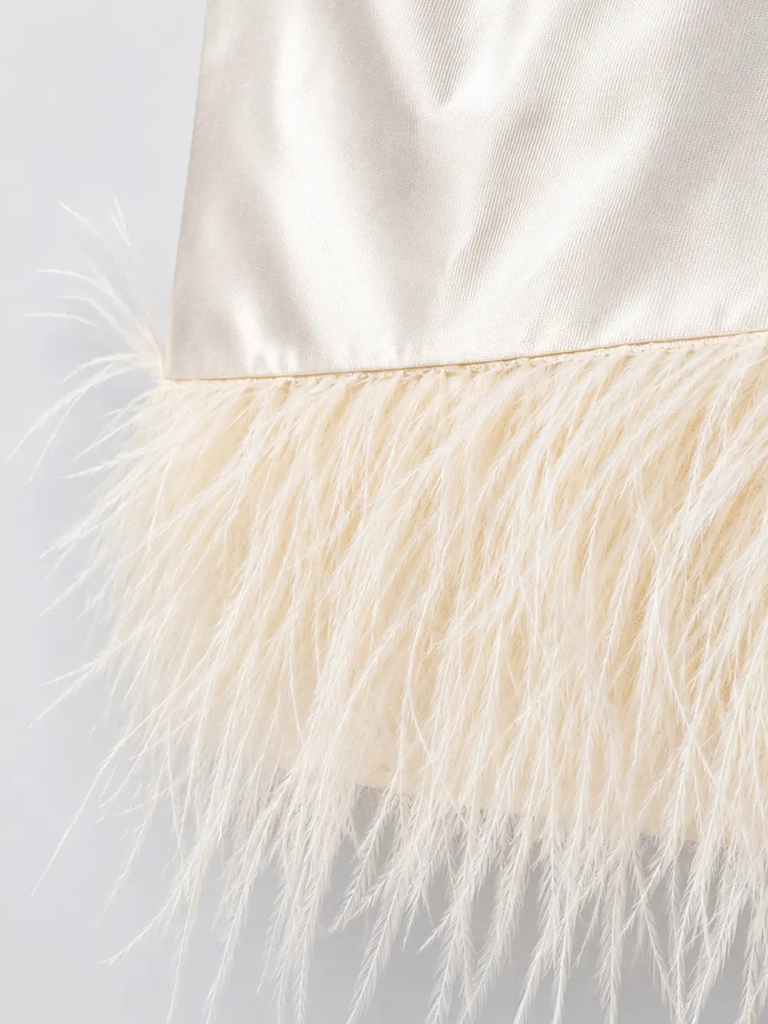 Ivory Satin Bow & Feather Trim Party Dress for Girls