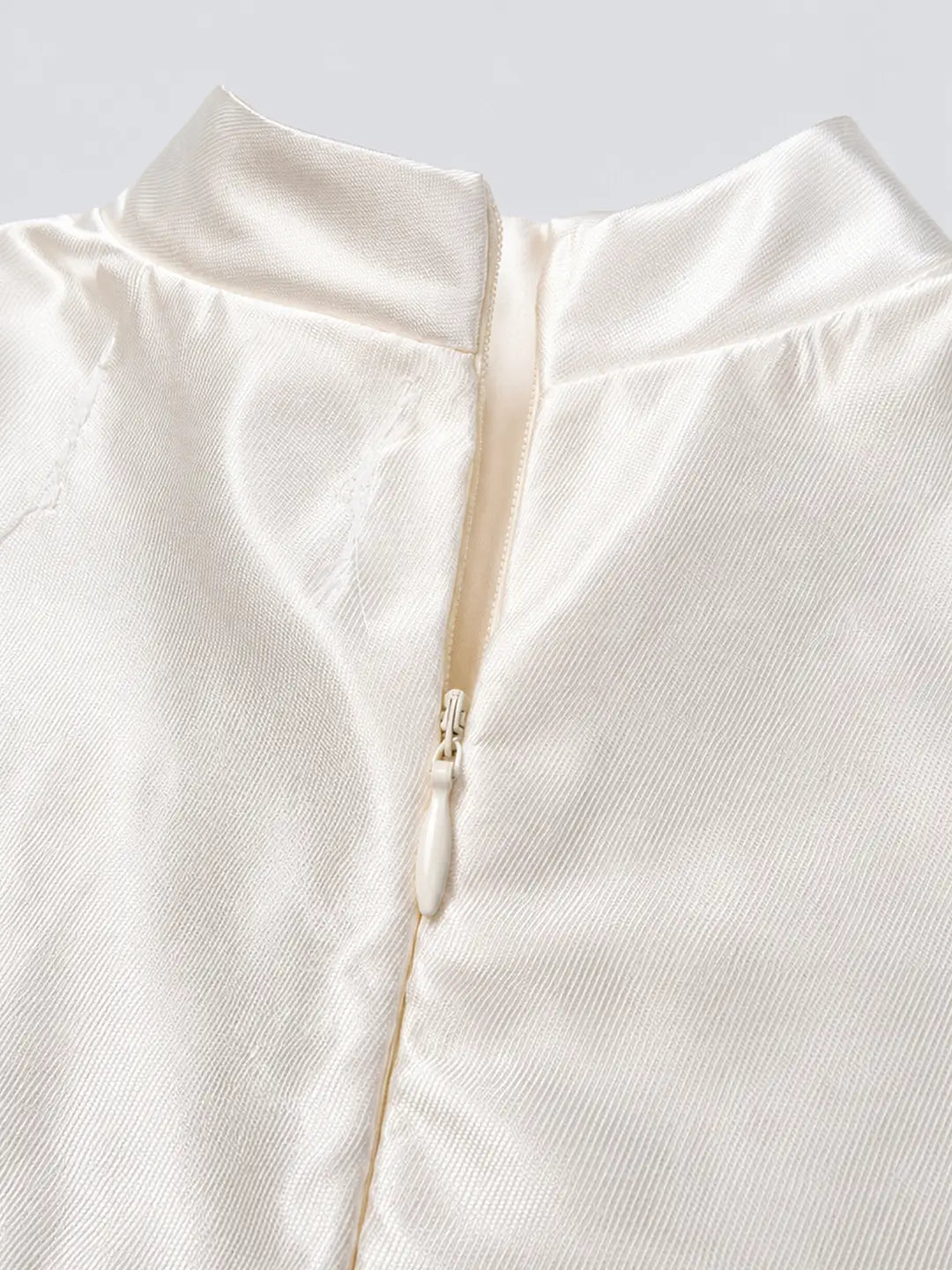 Ivory Satin Bow & Feather Trim Party Dress for Girls