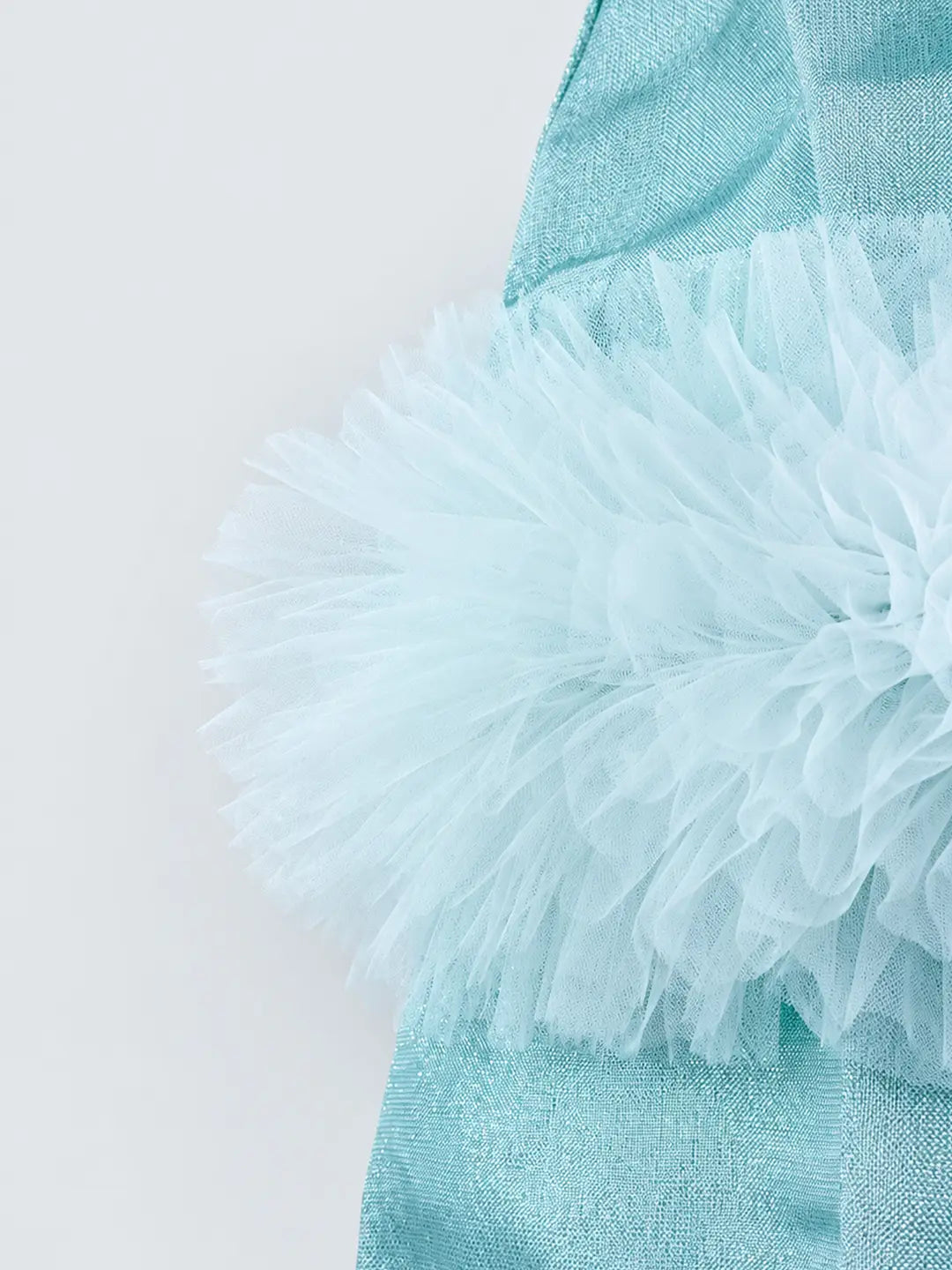 Mint Green Shimmer Ruffle Party Dress with Detachable Bow for Girls