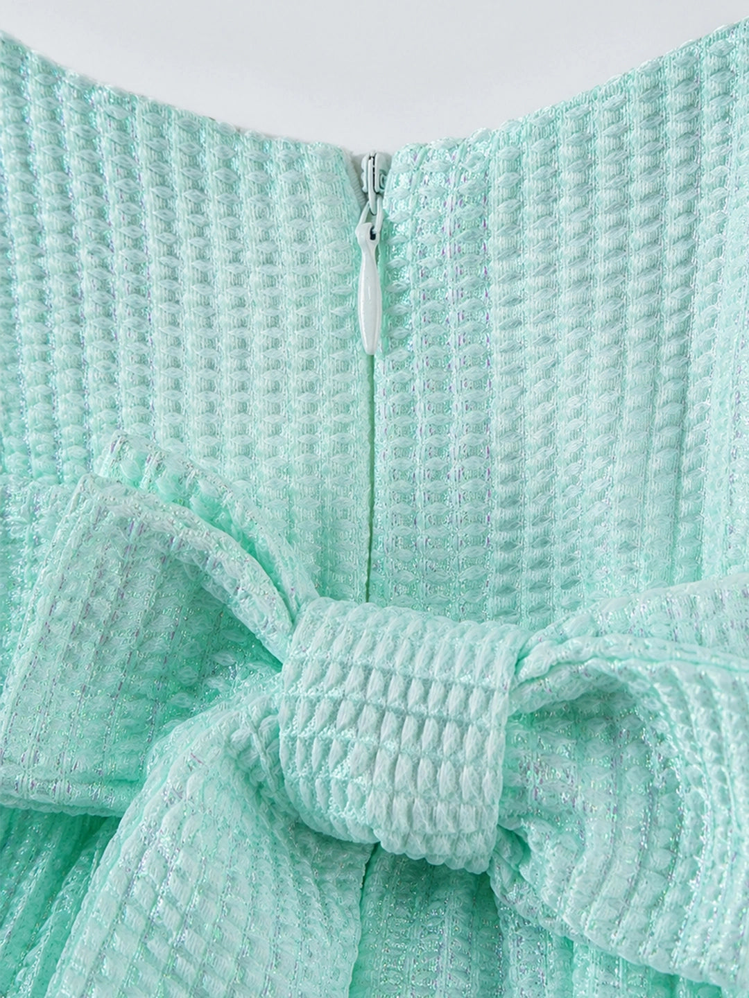 Pearl Mint Green Off-Shoulder Bow Party Dress for Girls