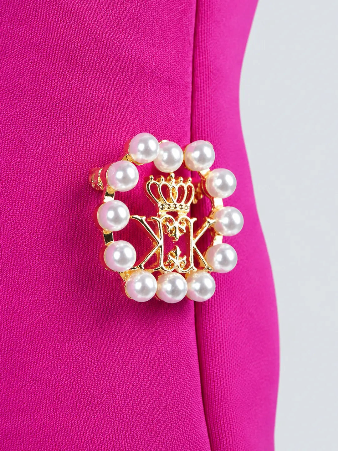 Fuschia Pink Petal Ruffle style Party Dress with Crown Brooch for Girls