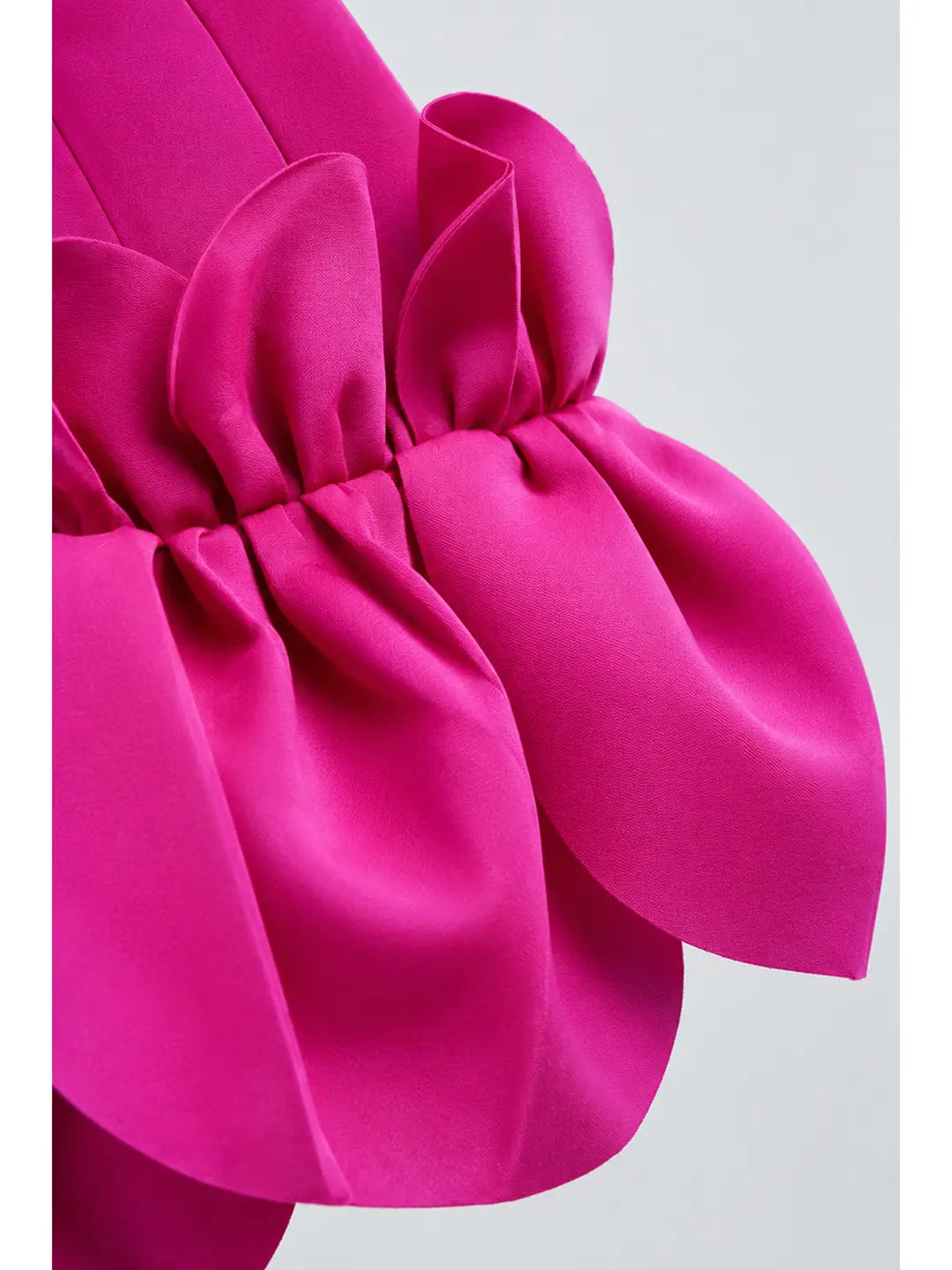 Fuschia Pink Petal Ruffle style Party Dress with Crown Brooch for Girls
