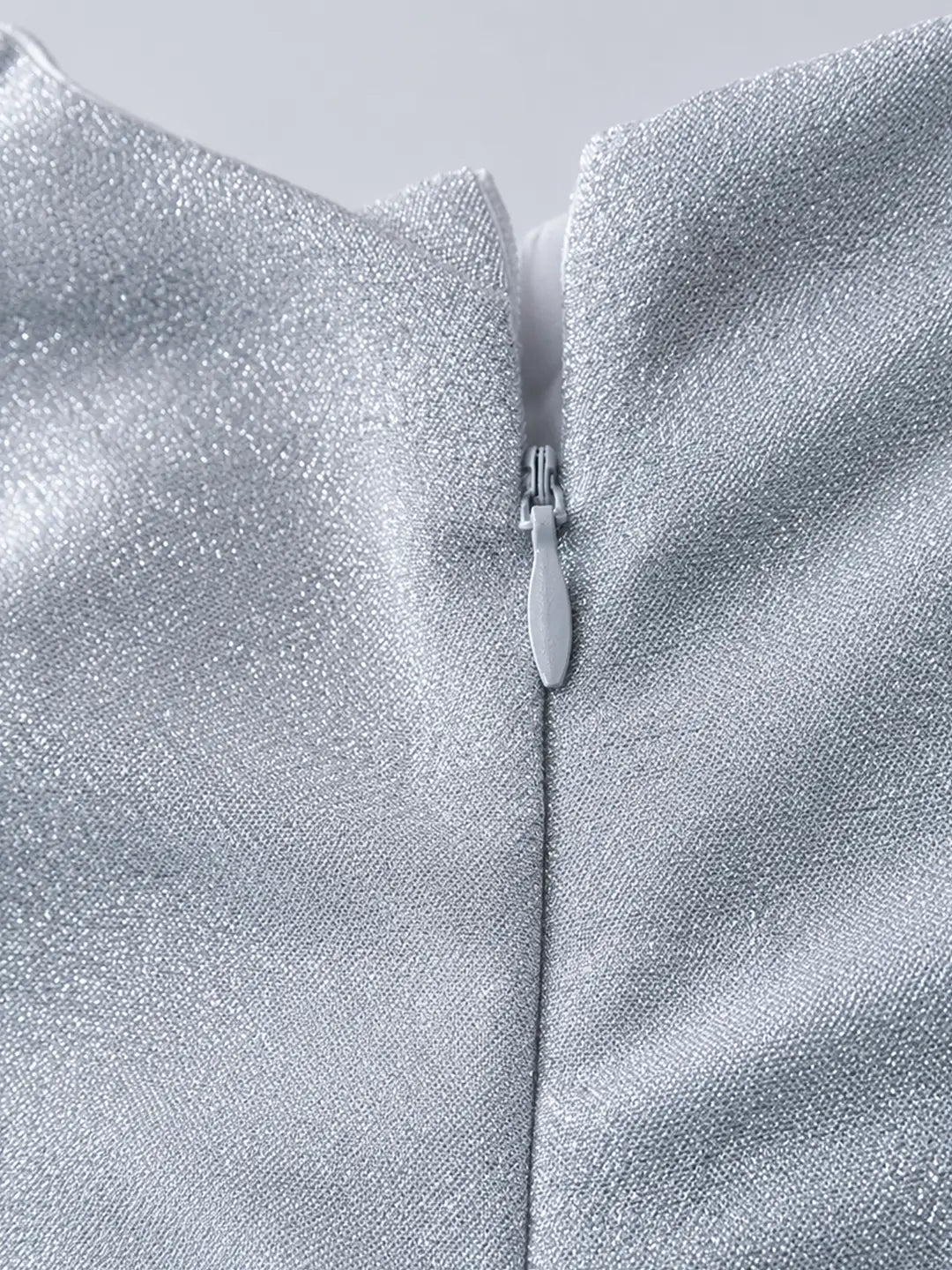 Silver Shimmer Ruffle Party Dress with Detachable Bow for Girls