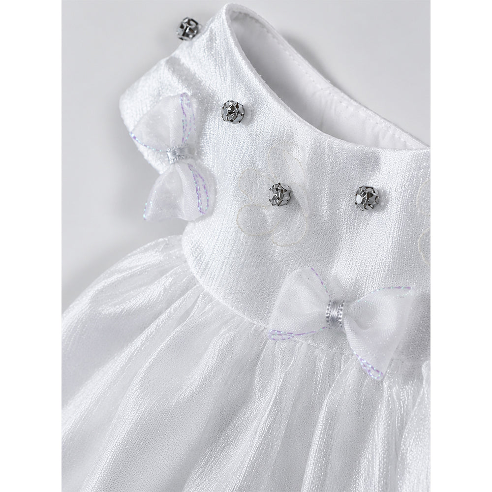 Shimmery White Ruffle Party Dress for Girls