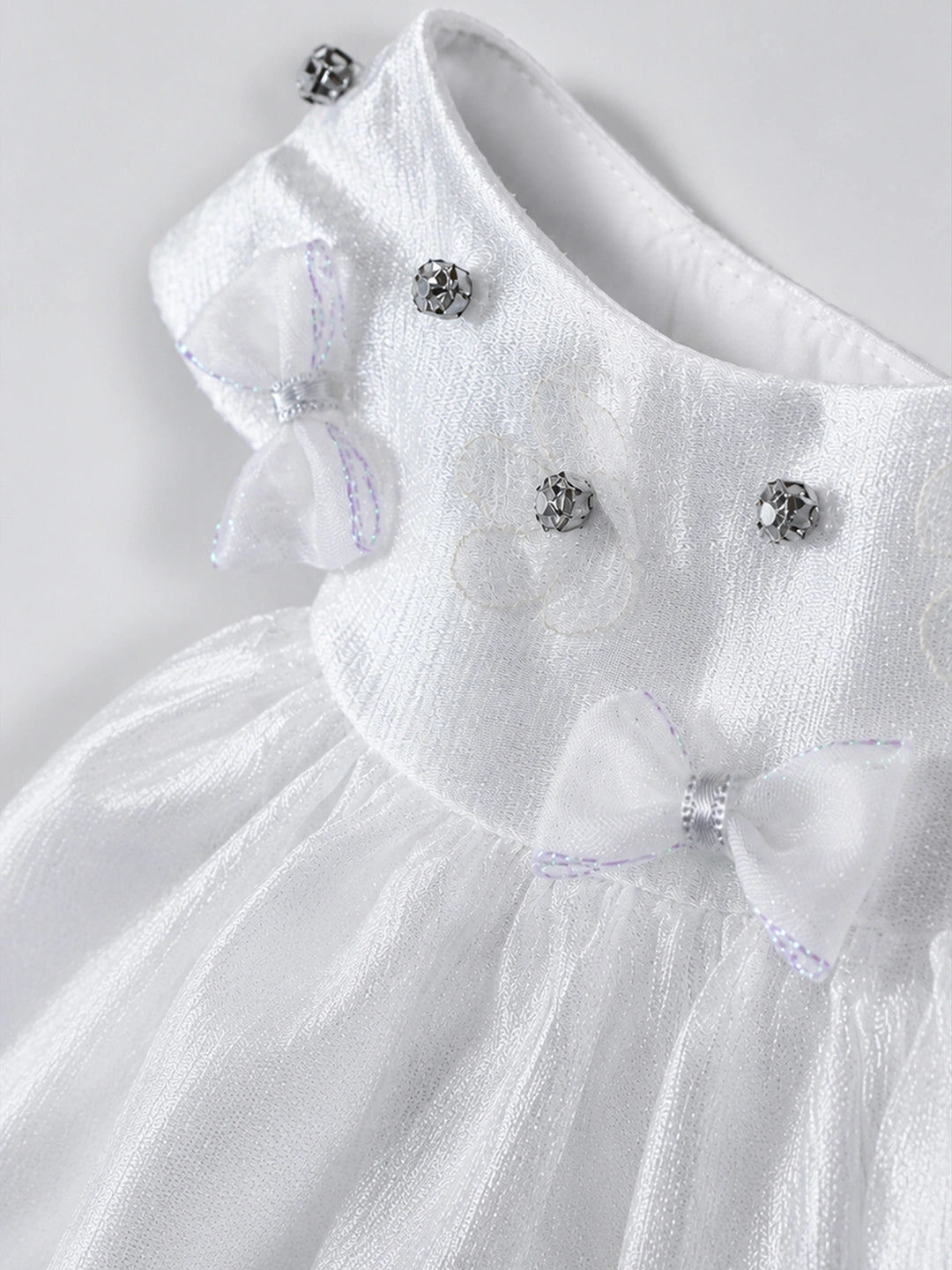 Shimmery White Ruffle Party Dress for Girls