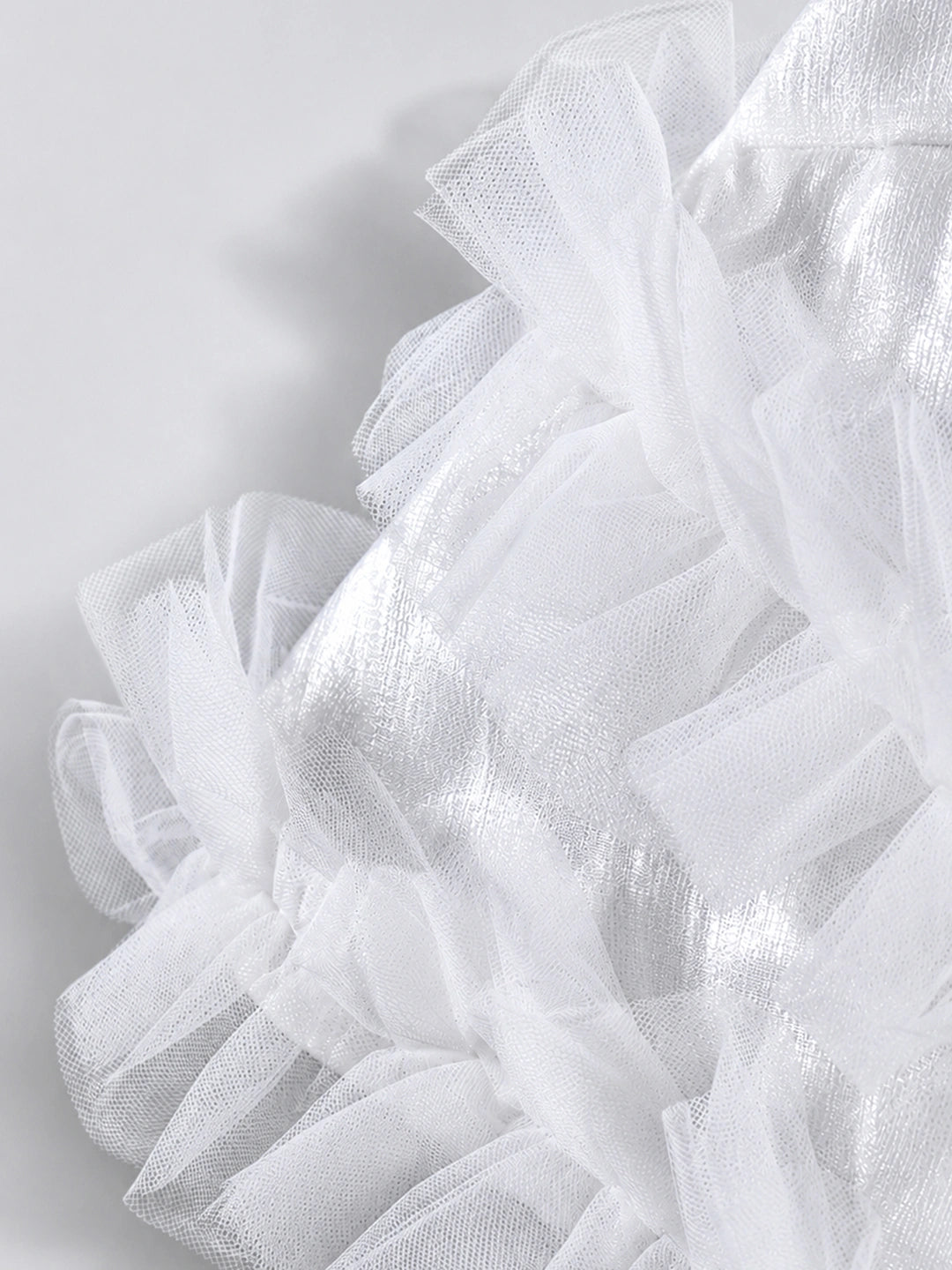 Shimmery White Ruffle Party Dress for Girls