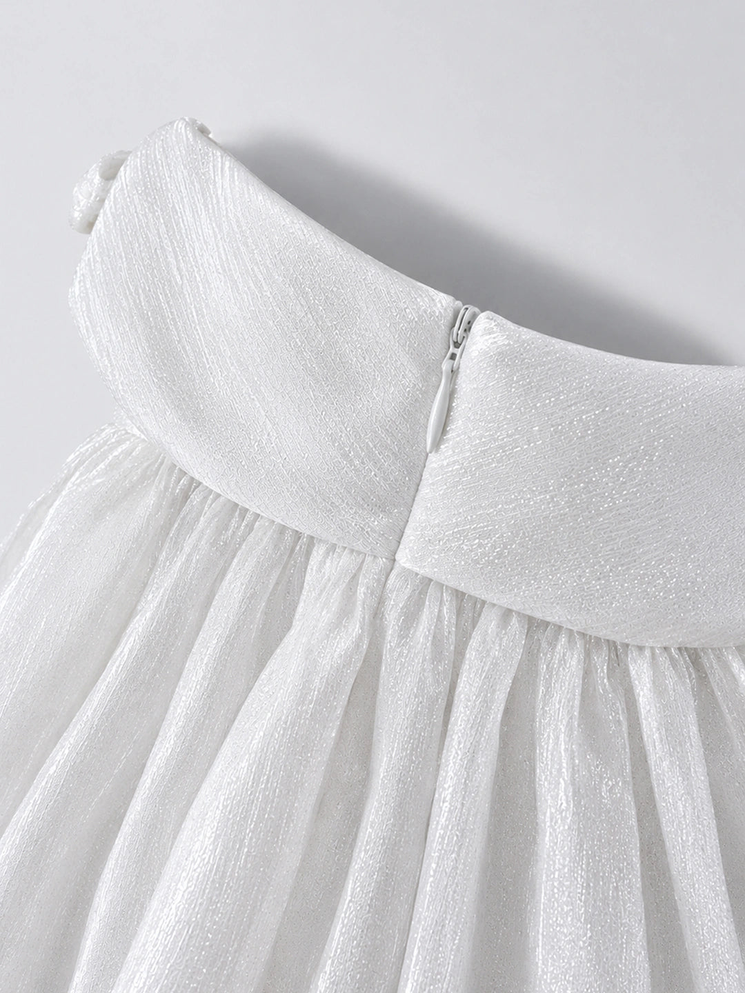 Shimmery White Ruffle Party Dress for Girls