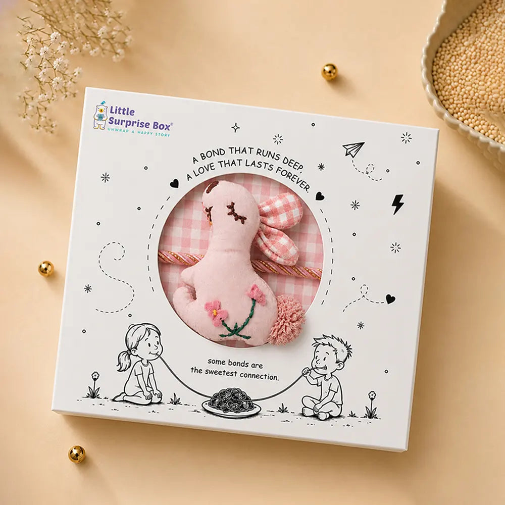 Dual style Floral Emroidered Bunny Rakhi & broach Clip for Kids