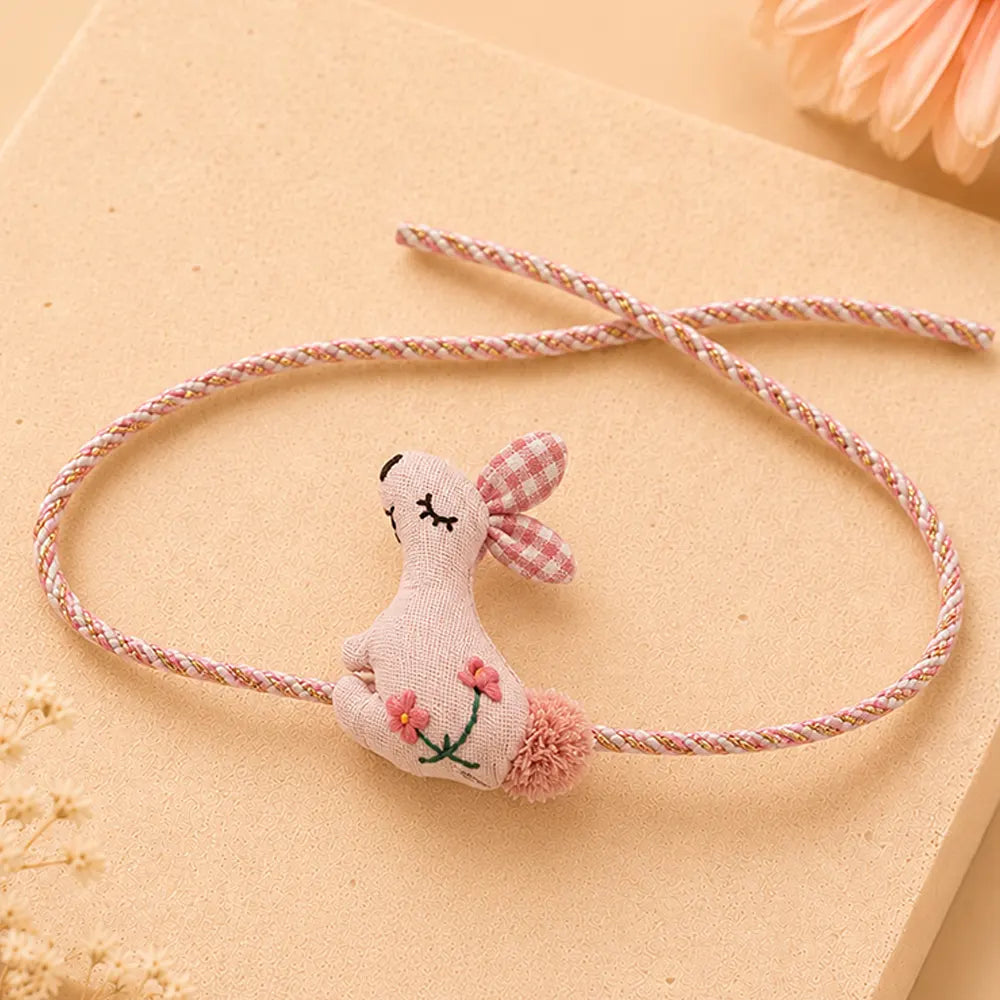 Dual style Floral Emroidered Bunny Rakhi & broach Clip for Kids