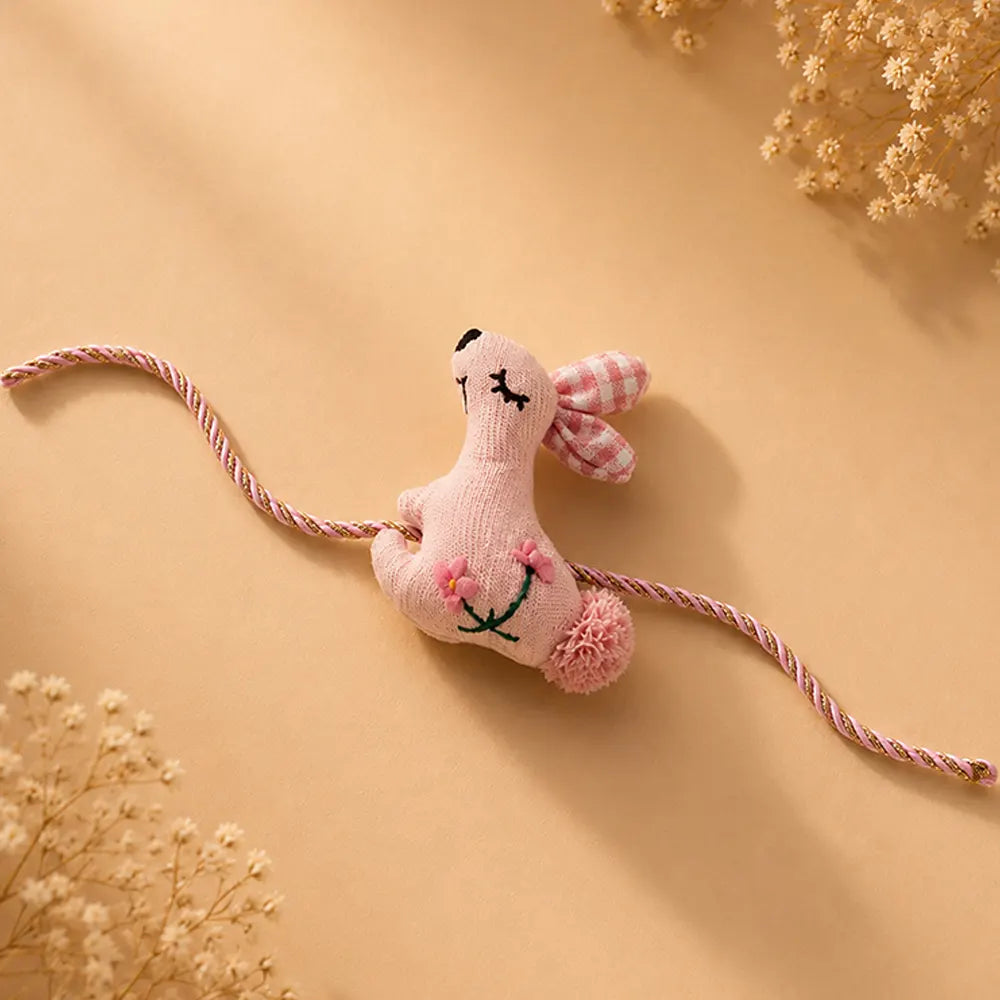 Dual style Floral Emroidered Bunny Rakhi & broach Clip for Kids