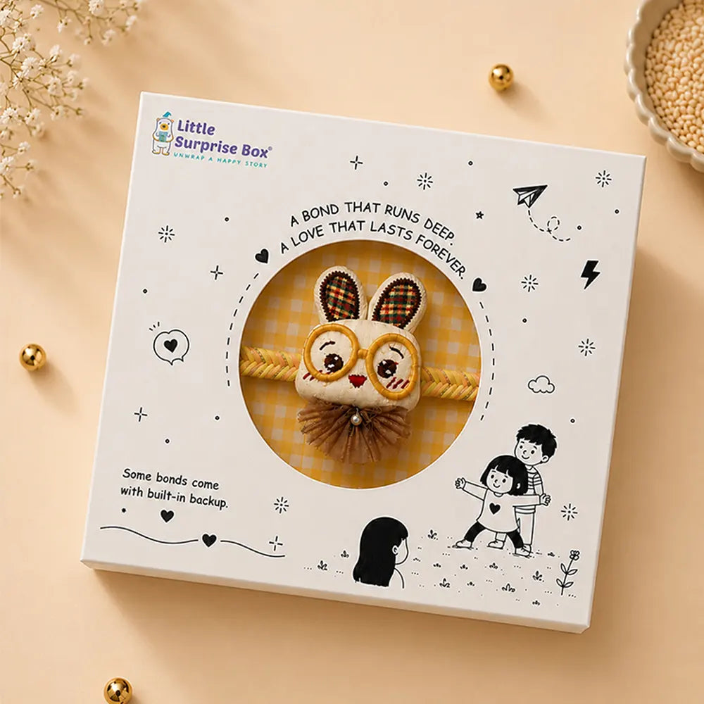 Dual style Glasses Bunny Rakhi & Broach Clip for Kids