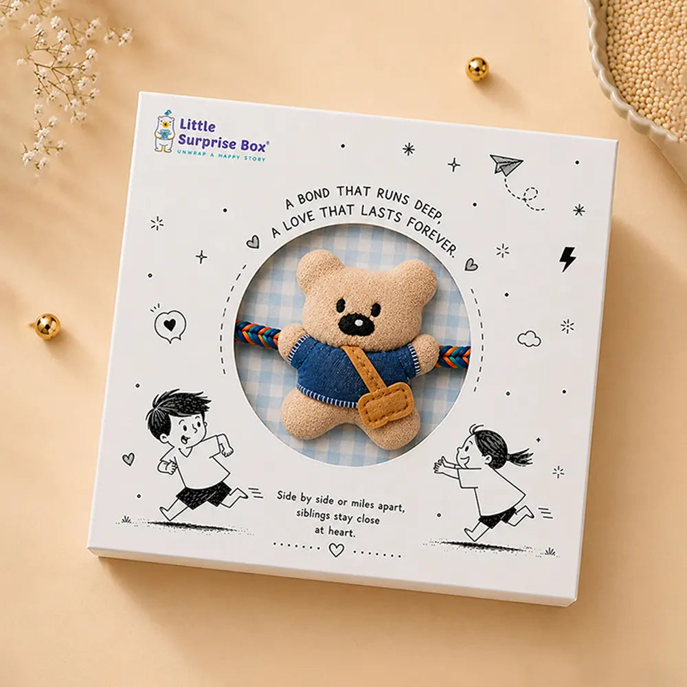 Dual style Sling Bag Bear Rakhi & broach Clip for Kids