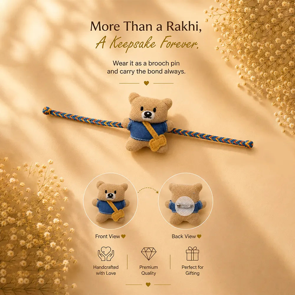 Dual style Sling Bag Bear Rakhi & broach Clip for Kids