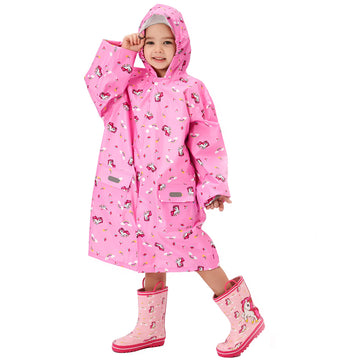 Pink All Over Unicorn Knee Length Raincoat for Kids